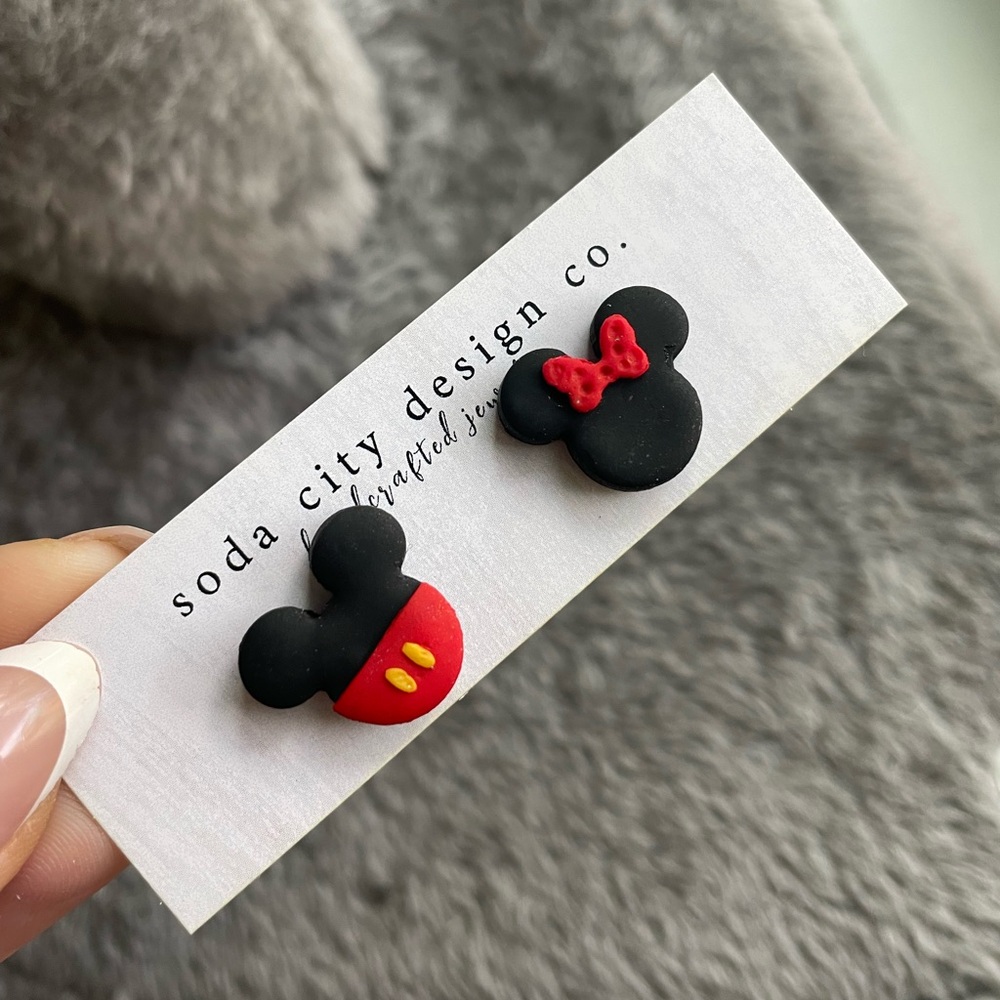 Black and Red Mouse Earrings